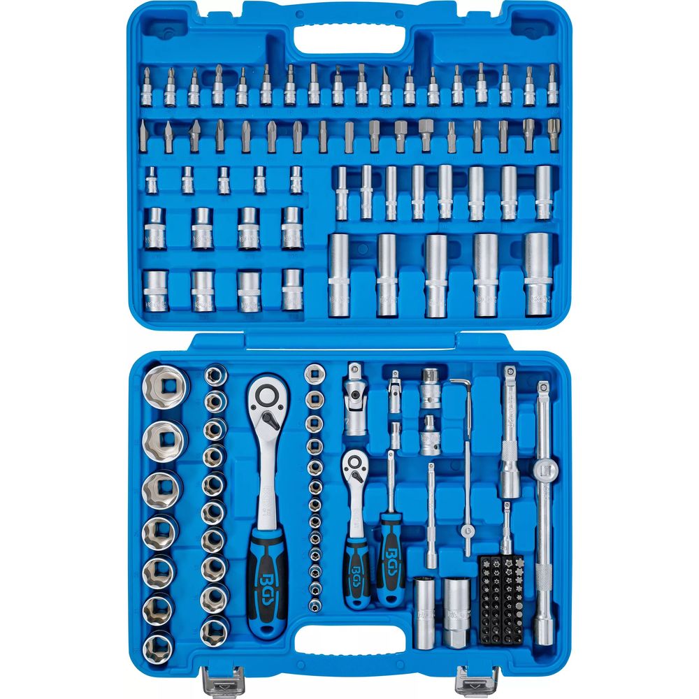 Socket set 6.3 mm (1/4") / 12.5 mm (1/2") drive, 150pcs Socket set 6.3 mm (1/4") / 12.5 mm (1/2") drive, 150pcs