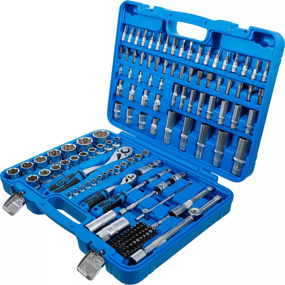 Socket set 6.3 mm (1/4") / 12.5 mm (1/2") drive, 150pcs Socket set 6.3 mm (1/4") / 12.5 mm (1/2") drive, 150pcs