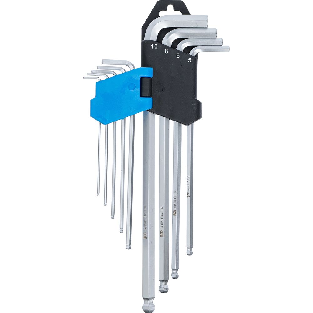 L-Type Wrench Set, extra long, internal Hexagon / internal Hexagon with Ball Head 1.5 - 10 mm, 9 pcs. L-Type Wrench Set, extra long, internal Hexagon / internal Hexagon with Ball Head 1.5 - 10 mm, 9 pcs.