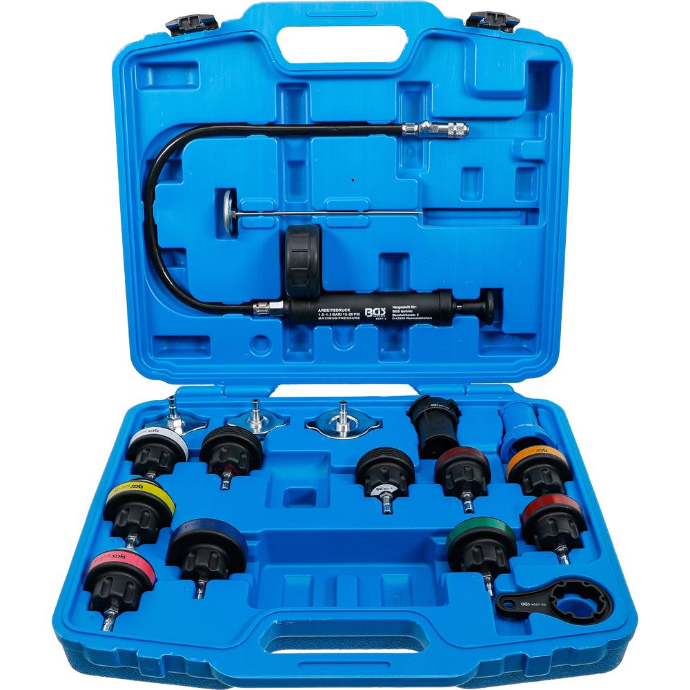 Radiator Pressure and Cooling System Tester, 18 pcs. Radiator Pressure and Cooling System Tester, 18 pcs.