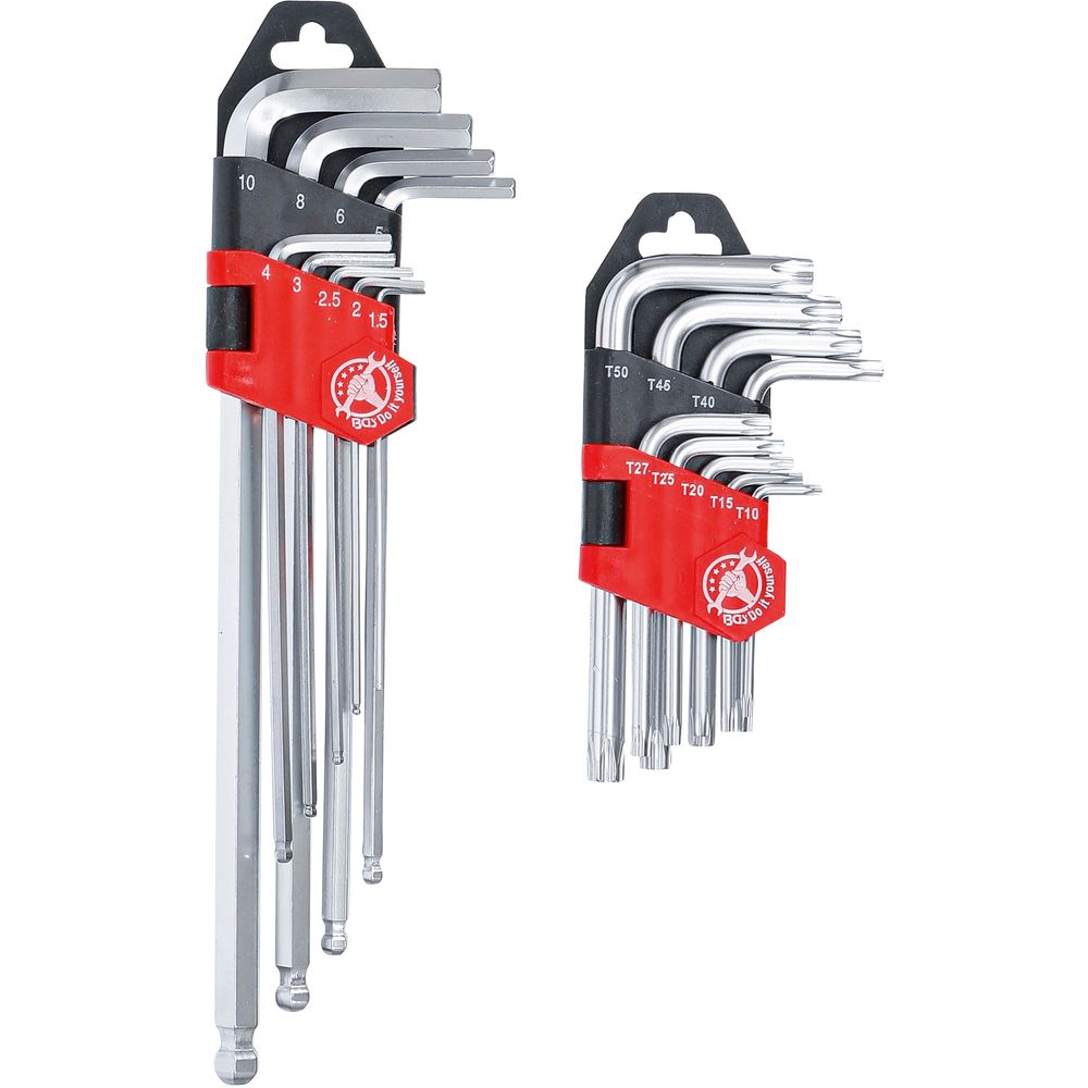 L-Type Wrench Set, long, T-Star (for Torx) T10 - T50 / Internal Hexagon 1.5 - 10 mm, 18 pcs. L-Type Wrench Set, long, T-Star (for Torx) T10 - T50 / Internal Hexagon 1.5 - 10 mm, 18 pcs.