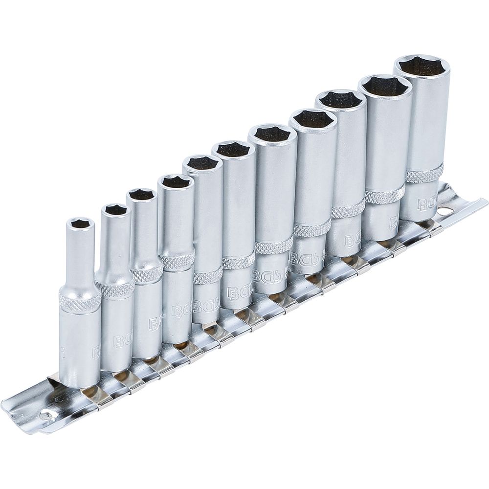 Deep hex socket set, 6.3mm (1/4") drive, inch sizes, 11pcs Deep hex socket set, 6.3mm (1/4") drive, inch sizes, 11pcs