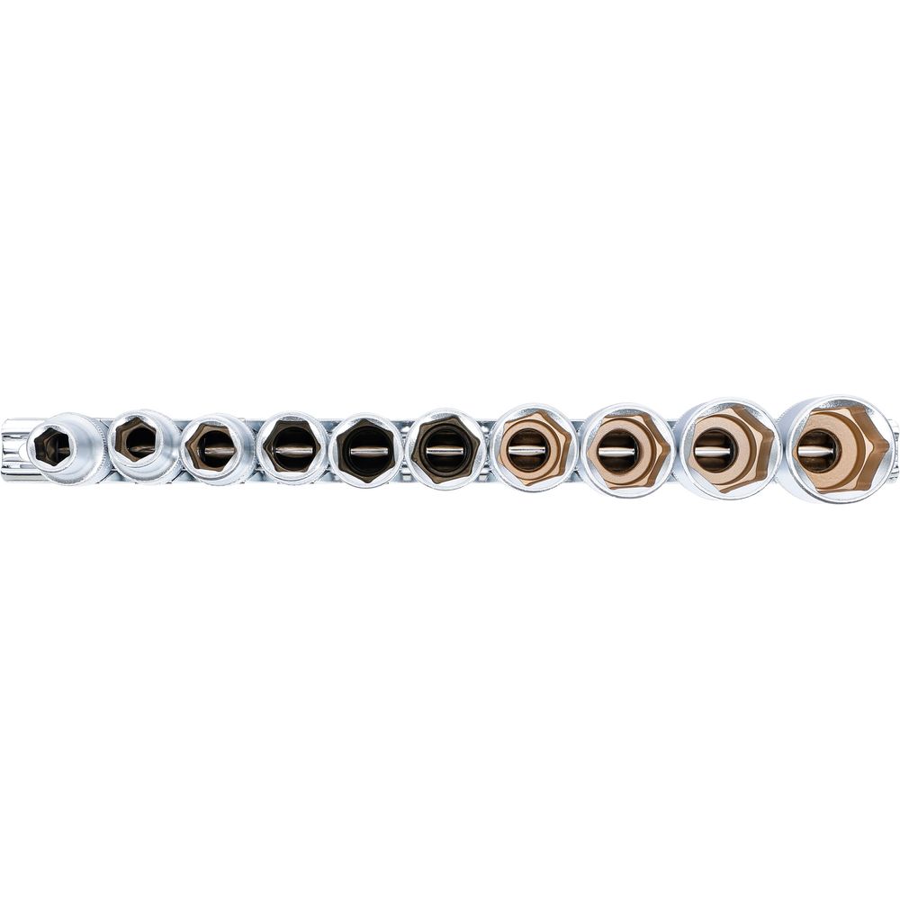 Deep hex socket set, 12.5mm (1/2") drive, inch sizes, 10pcs Deep hex socket set, 12.5mm (1/2") drive, inch sizes, 10pcs