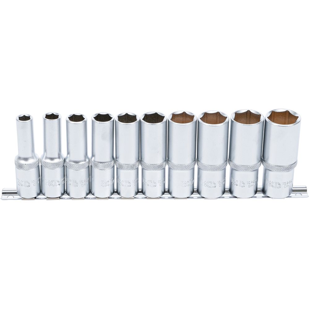 Deep hex socket set, 12.5mm (1/2") drive, inch sizes, 10pcs Deep hex socket set, 12.5mm (1/2") drive, inch sizes, 10pcs