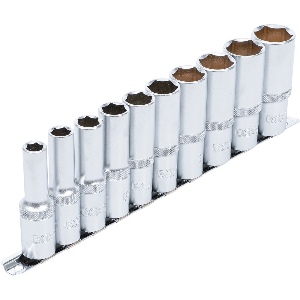 Deep hex socket set, 12.5mm (1/2") drive, inch sizes, 10pcs Deep hex socket set, 12.5mm (1/2") drive, inch sizes, 10pcs