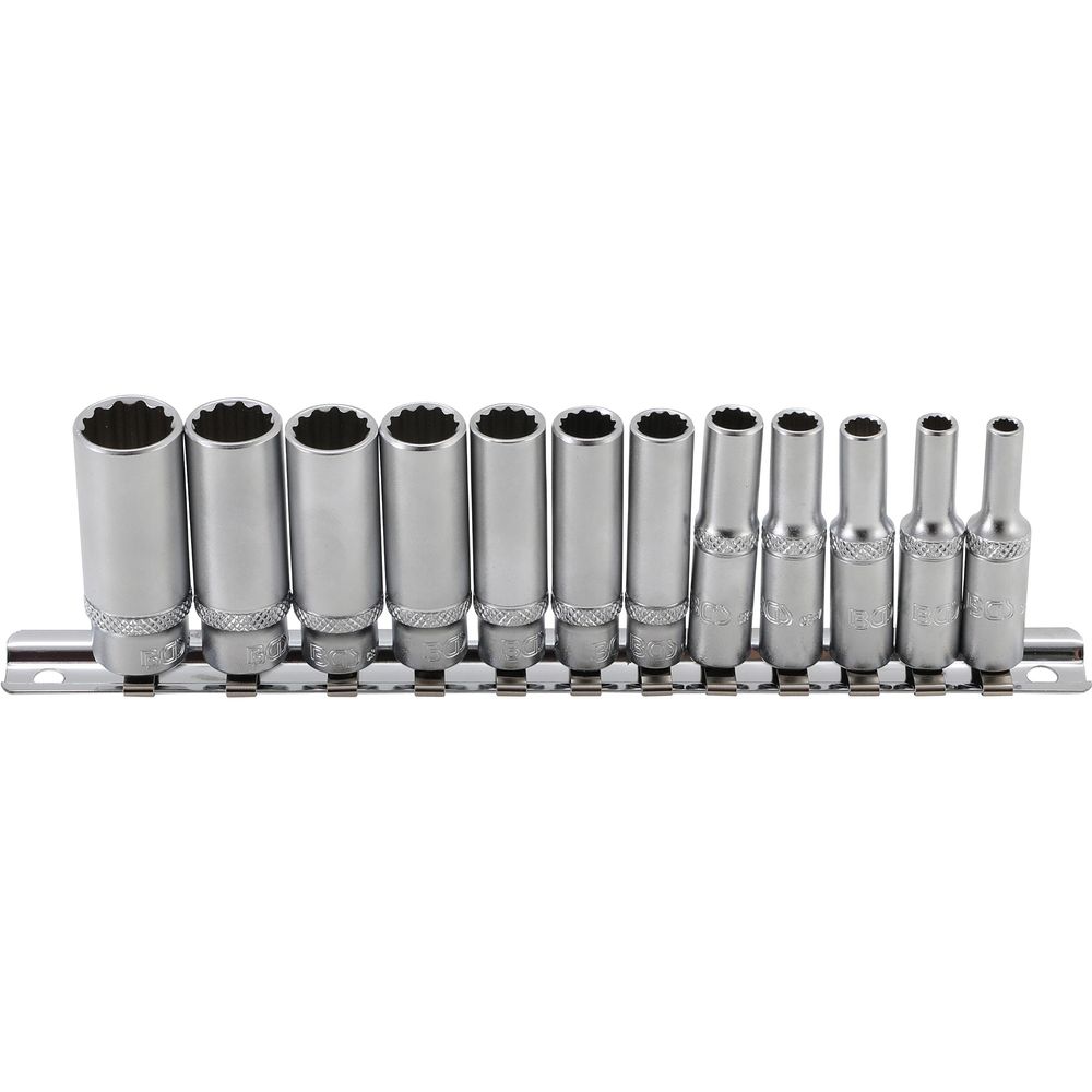 Deep 12-point socket set, 6.3mm (1/4") drive, inch sizes, 12pcs Deep 12-point socket set, 6.3mm (1/4") drive, inch sizes, 12pcs