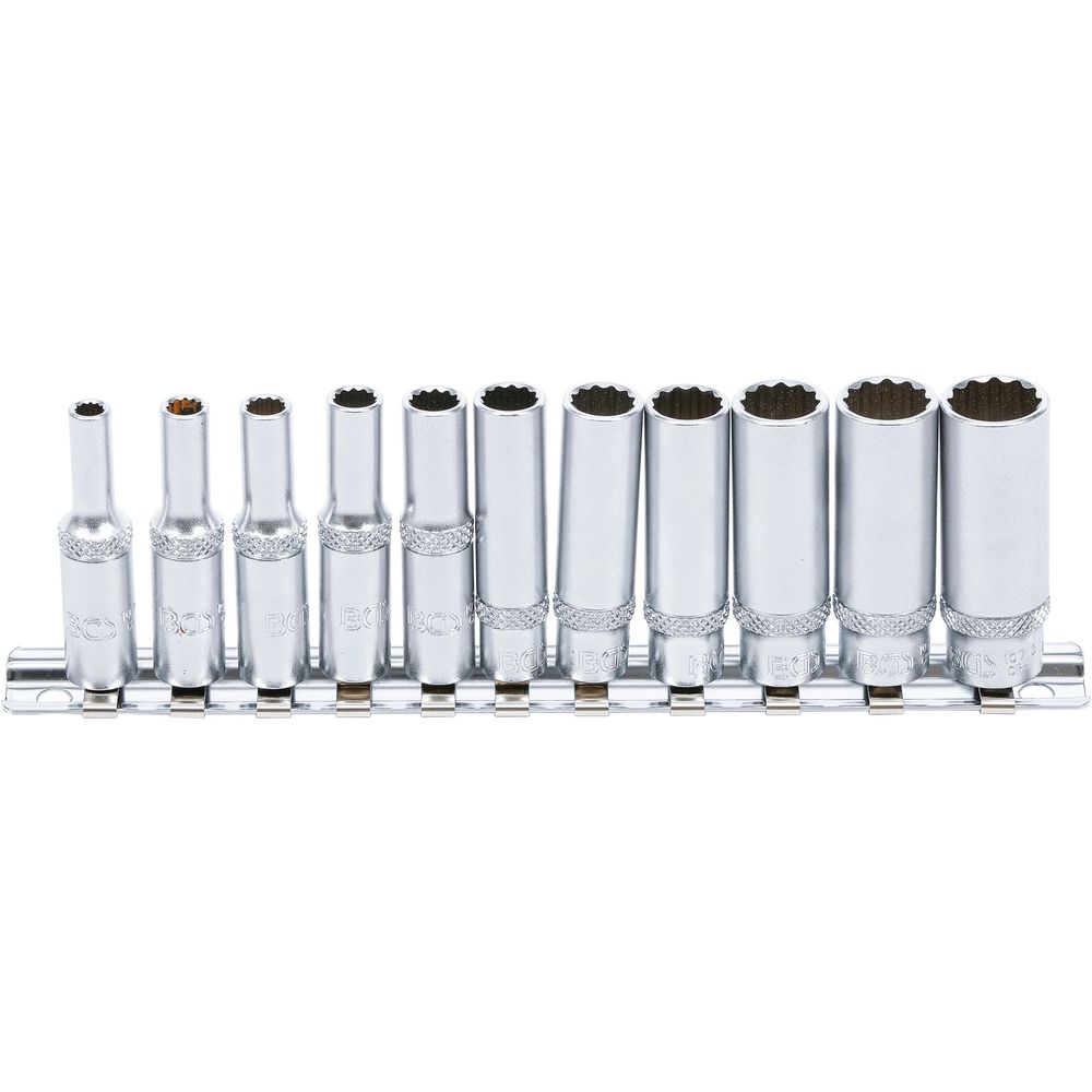 Tiefes 12-kant Steckschlüssel-Set, 1/4" Antrieb (4–13mm), 11-tlg. Tiefes 12-kant Steckschlüssel-Set, 1/4" Antrieb (4–13mm), 11-tlg.