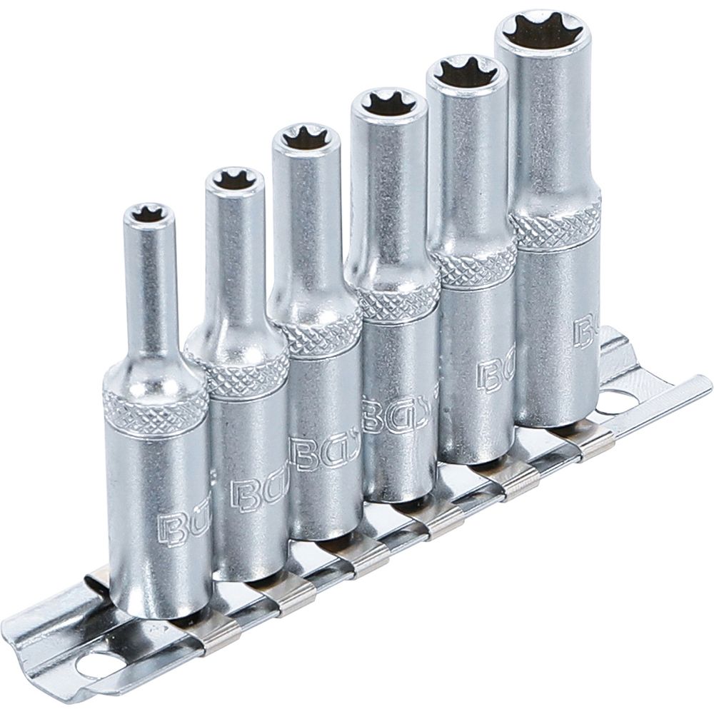 Steckschlüsselsatz, E-Profil, lang, 6.3mm (1/4") Antrieb, E4-E10, 6-tlg. Steckschlüsselsatz, E-Profil, lang, 6.3mm (1/4") Antrieb, E4-E10, 6-tlg.