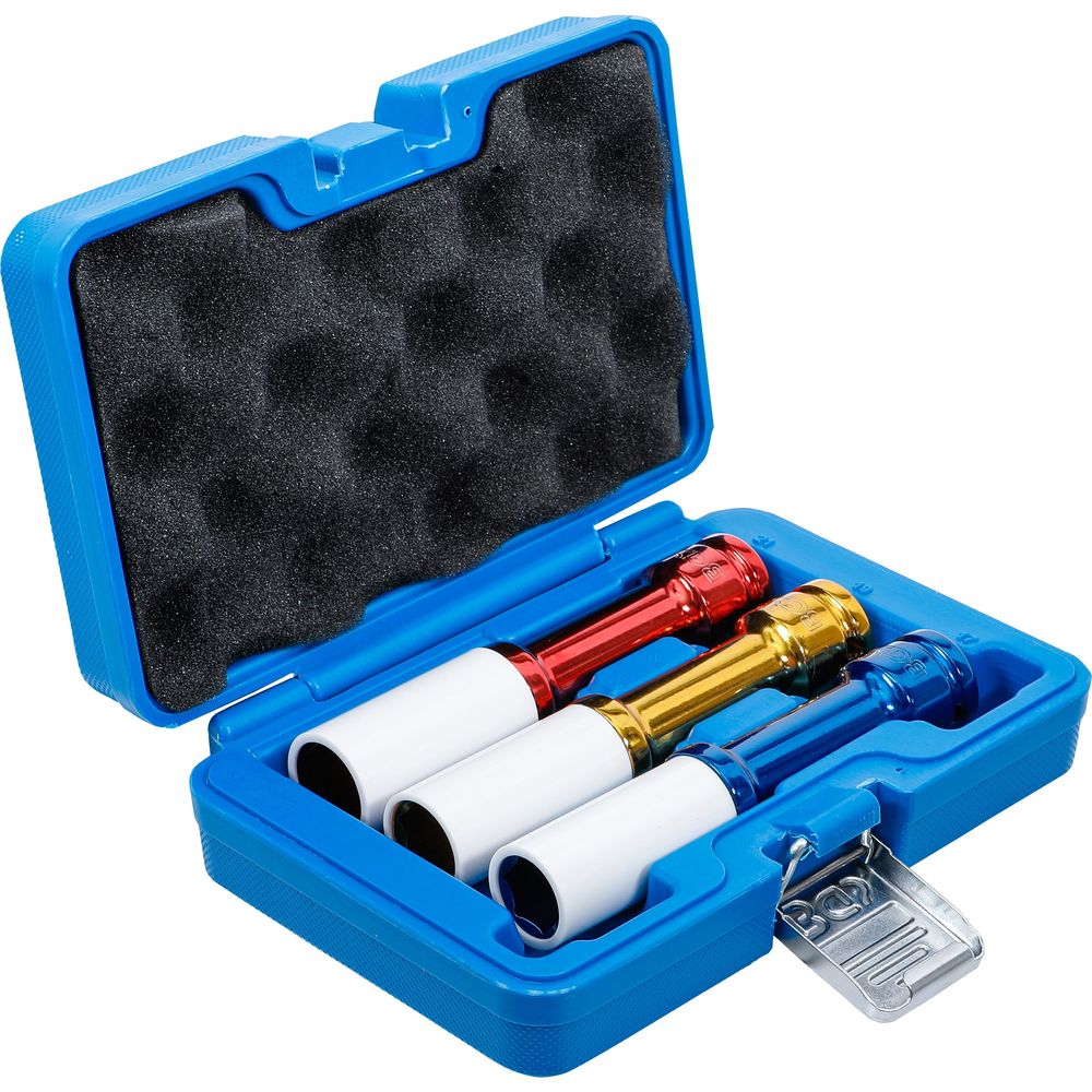 Protective impact socket set 12.5mm (1/2") drive 150mm deep 17/19/21mm, 3pcs Protective impact socket set 12.5mm (1/2") drive 150mm deep 17/19/21mm, 3pcs