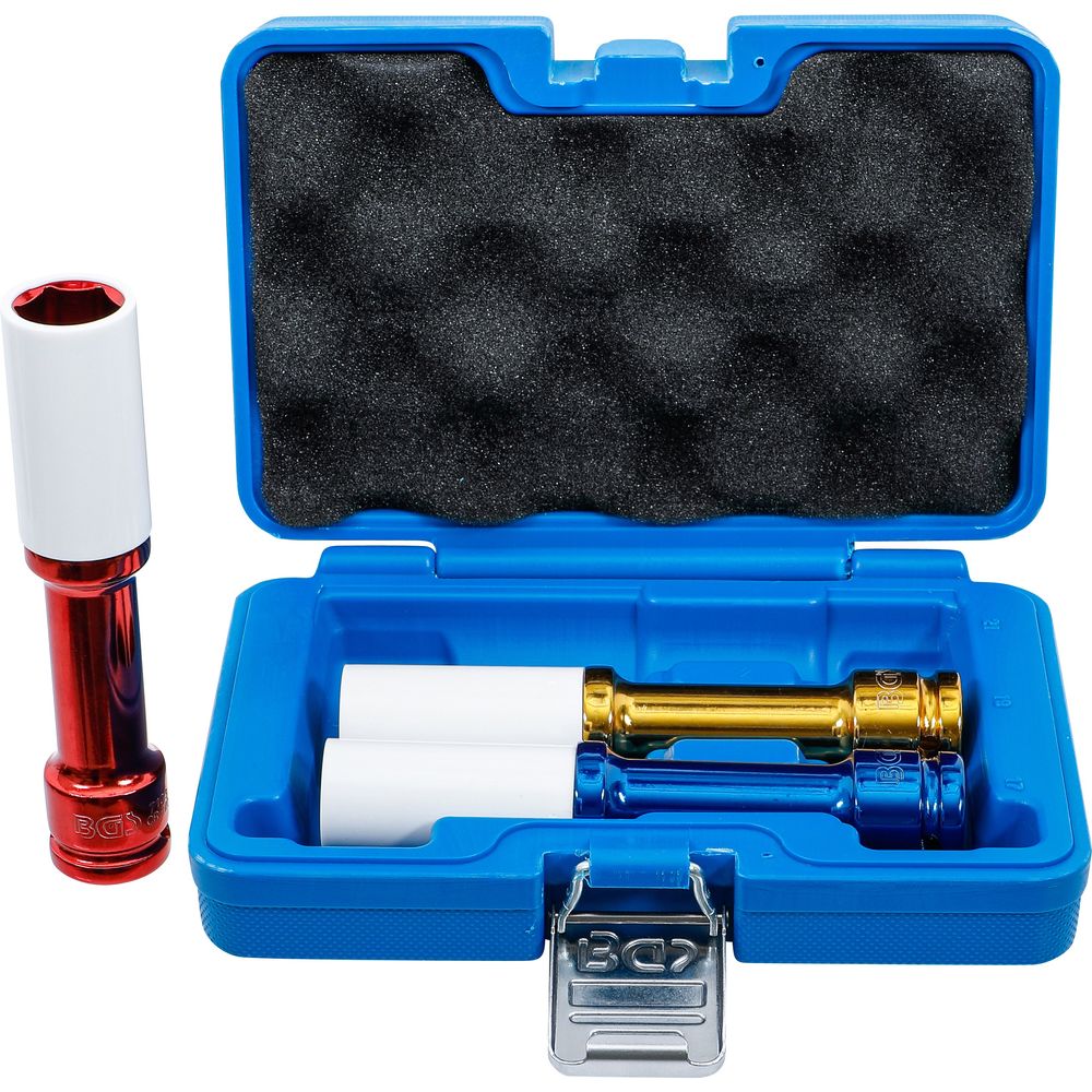 Protective impact socket set 12.5mm (1/2") drive 150mm deep 17/19/21mm, 3pcs Protective impact socket set 12.5mm (1/2") drive 150mm deep 17/19/21mm, 3pcs