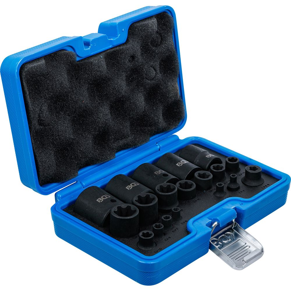 Schlagschrauber Nuss Satz E-Profil Plus 6.3mm (1/4"), 10mm (3/8"), 12.5mm (1/2"), Antrieb EP4-EP32, 19-tlg. Schlagschrauber Nuss Satz E-Profil Plus 6.3mm (1/4"), 10mm (3/8"), 12.5mm (1/2"), Antrieb EP4-EP32, 19-tlg.