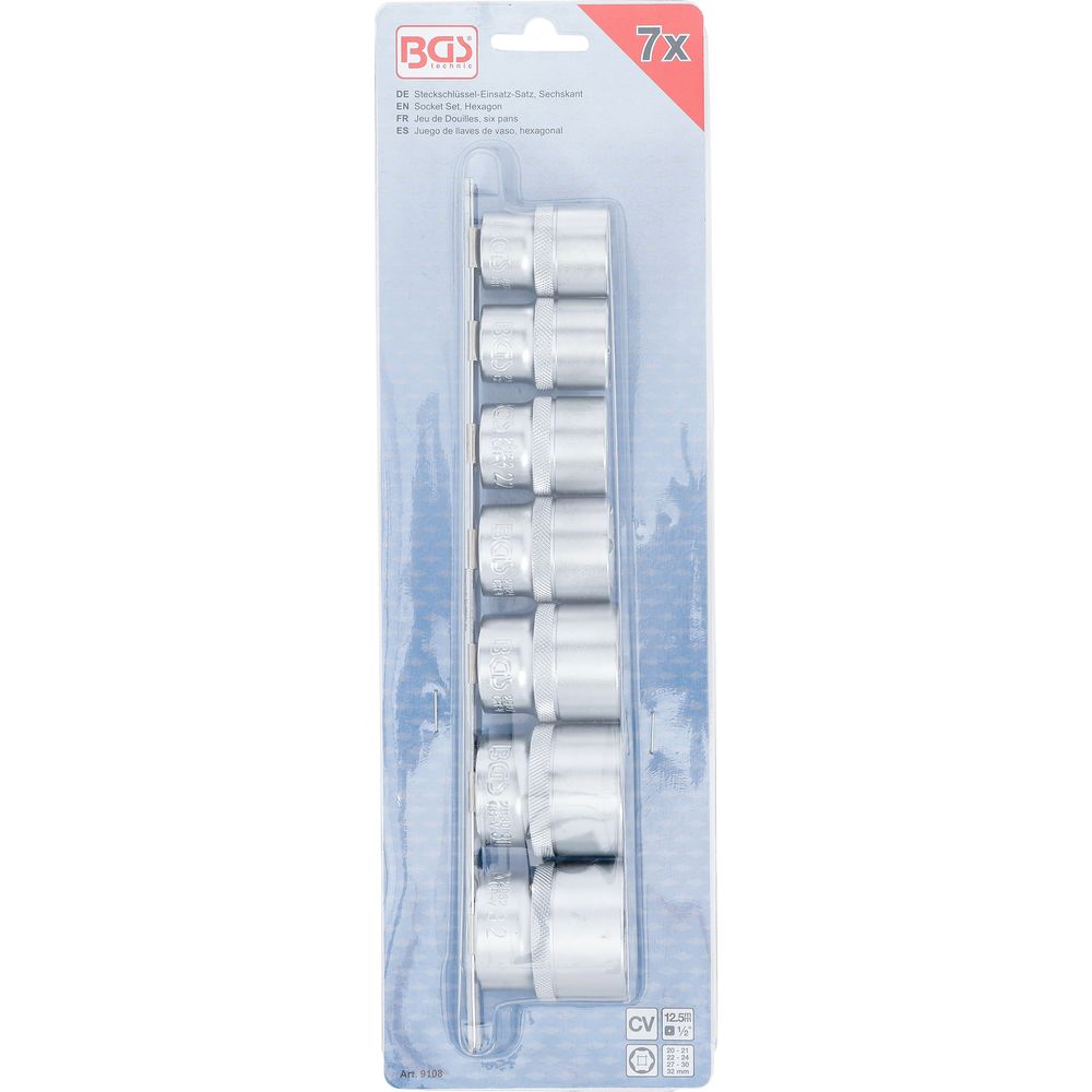 Socket set, hexagon 12.5 mm (1/2") drive 20-32 mm 7 pcs Socket set, hexagon 12.5 mm (1/2") drive 20-32 mm 7 pcs