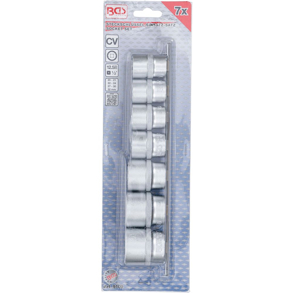 Socket set, 12-point 12.5 mm (1/2") drive 20-32 mm 7 pcs Socket set, 12-point 12.5 mm (1/2") drive 20-32 mm 7 pcs