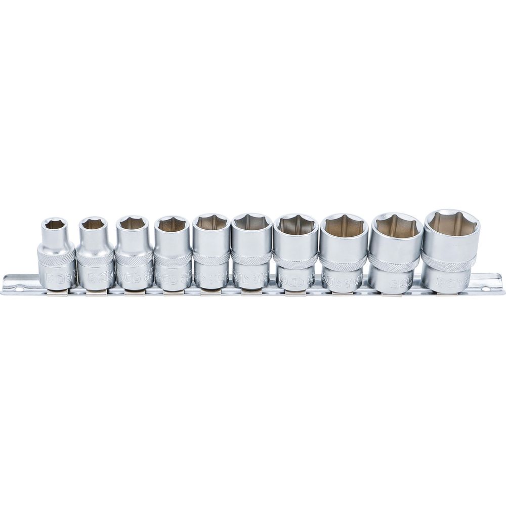 Socket set, hexagon 12.5 mm (1/2") drive inch sizes 10 pcs Socket set, hexagon 12.5 mm (1/2") drive inch sizes 10 pcs