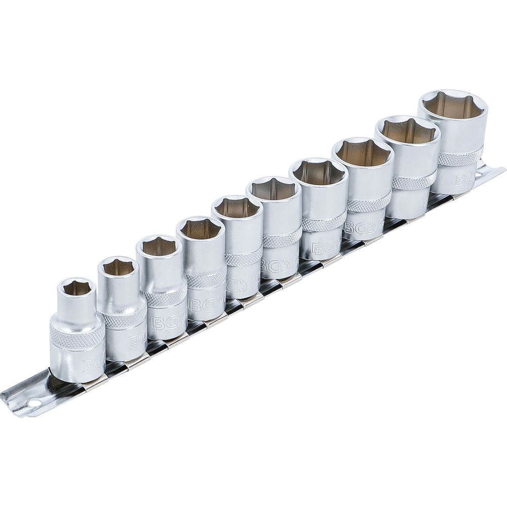 Socket set, hexagon 12.5 mm (1/2") drive inch sizes 10 pcs Socket set, hexagon 12.5 mm (1/2") drive inch sizes 10 pcs