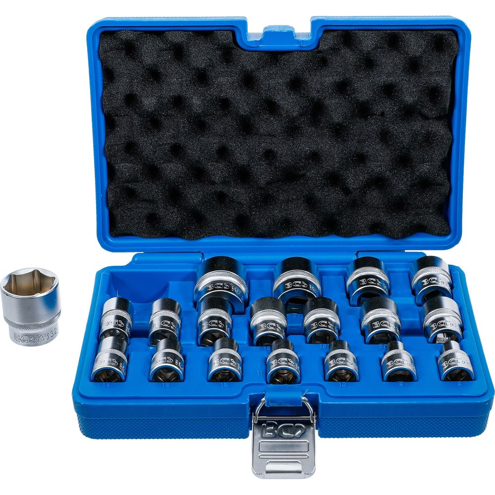 Steckschlüsselsatz Sechskant 12,5mm (1/2") Antrieb 8-32mm 19-tlg. Steckschlüsselsatz Sechskant 12,5mm (1/2") Antrieb 8-32mm 19-tlg.