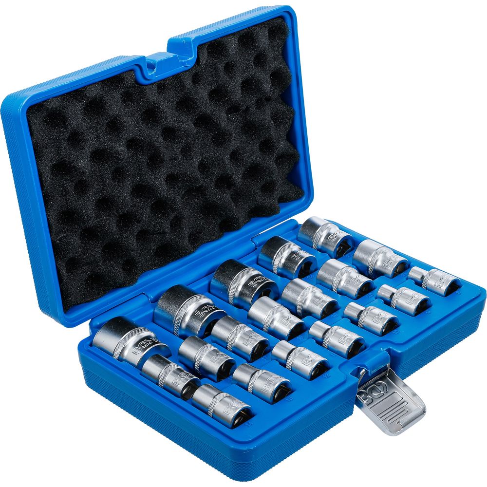 Steckschlüsselsatz Sechskant 12,5mm (1/2") Antrieb 8-32mm 19-tlg. Steckschlüsselsatz Sechskant 12,5mm (1/2") Antrieb 8-32mm 19-tlg.