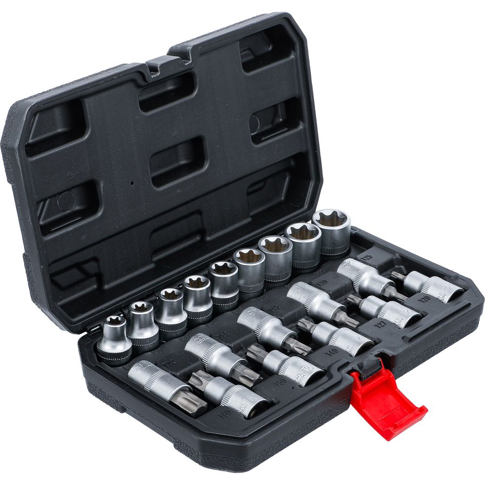 Bit- und Steckschlüssel-Satz, 1/2" Antrieb, T-Star und E-Profil, 19-tlg. Bit- und Steckschlüssel-Satz, 1/2" Antrieb, T-Star und E-Profil, 19-tlg.