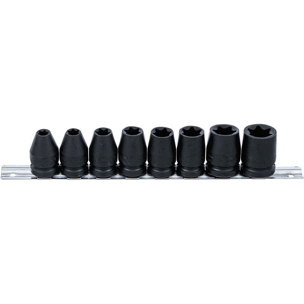 Impact Socket Set E-Star, 1/2" Drive, E10 - E24 mm, 8 pcs. Impact Socket Set E-Star, 1/2" Drive, E10 - E24 mm, 8 pcs.