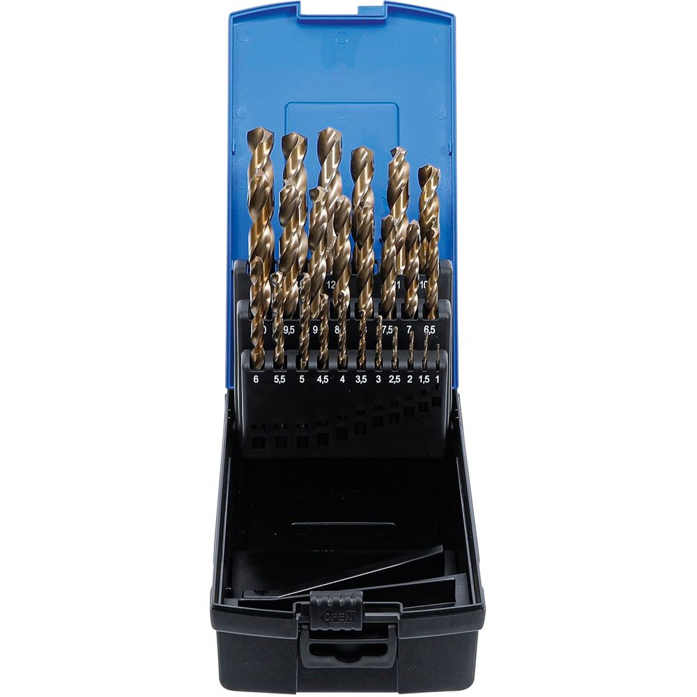 Spiralbohrer-Satz HSS-G M35 Cobaltstahl 1-13mm, 25-tlg. Spiralbohrer-Satz HSS-G M35 Cobaltstahl 1-13mm, 25-tlg.