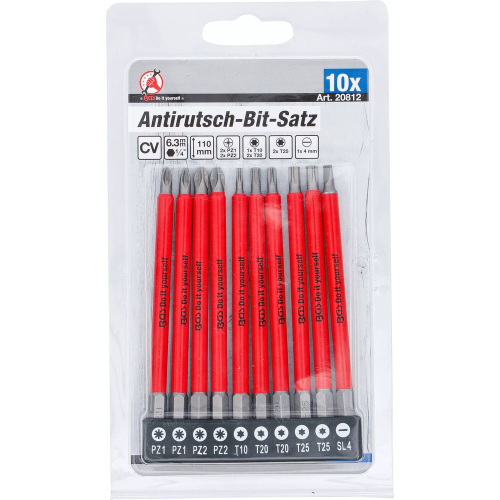 Anti-slip bit set, magnetic, 110mm, 10pcs Anti-slip bit set, magnetic, 110mm, 10pcs