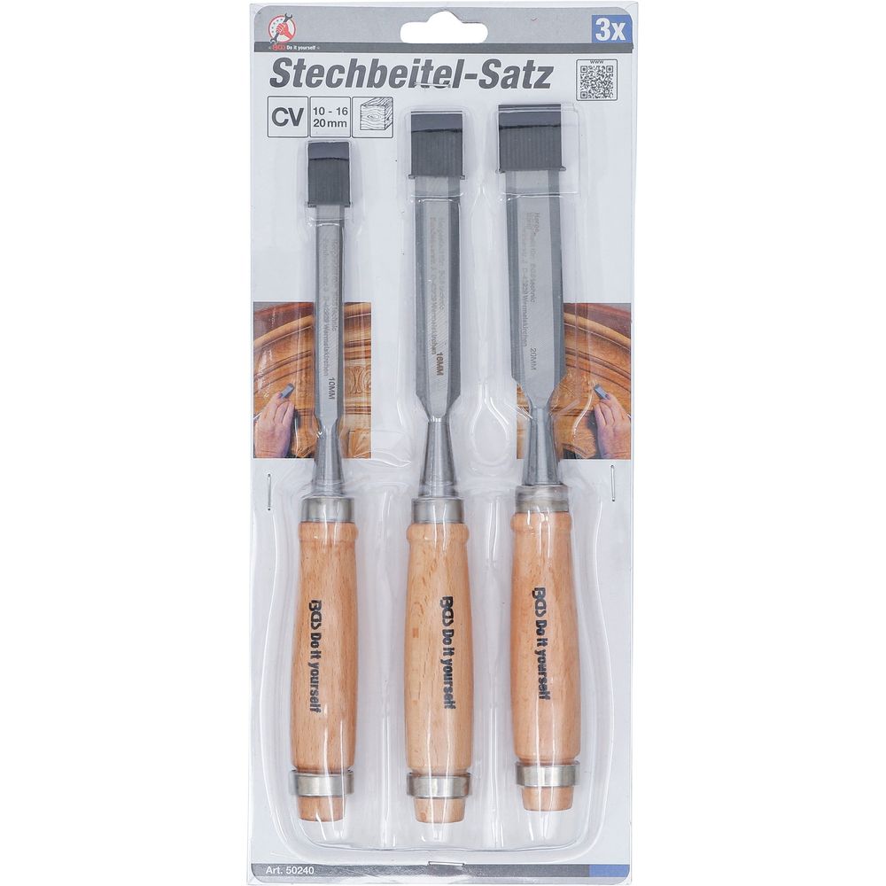 Stechbeitel-Satz 10/16/20mm, 3-tlg. Stechbeitel-Satz 10/16/20mm, 3-tlg.