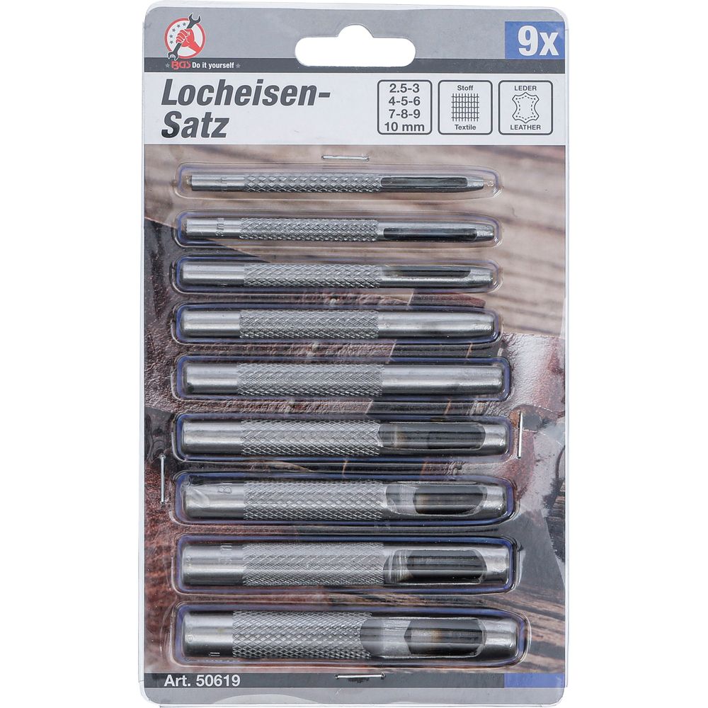 Locheisensatz 2.5-10mm, 9-tlg. Locheisensatz 2.5-10mm, 9-tlg.