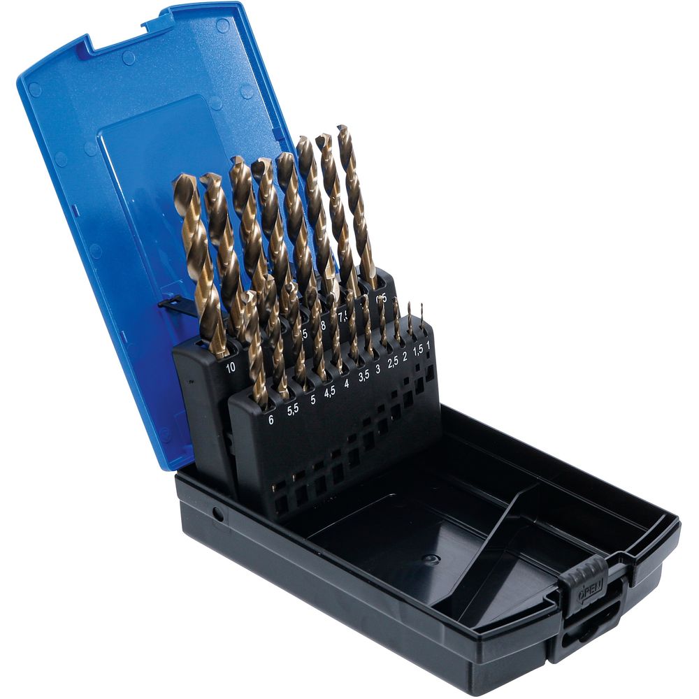 Spiralbohrer-Set HSS-G M35 Kobaltstahl 1-10mm, 19-tlg. Spiralbohrer-Set HSS-G M35 Kobaltstahl 1-10mm, 19-tlg.