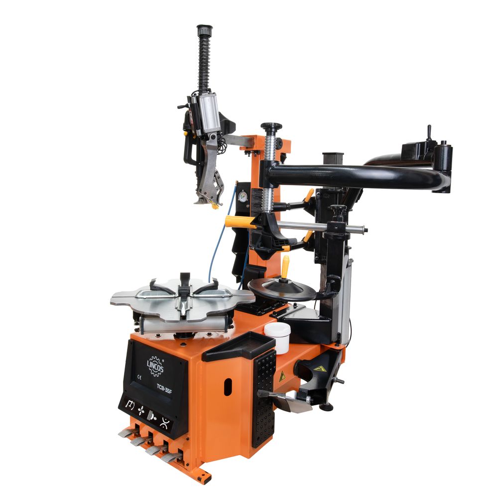 Leverless tyre changer, 26", tiltable and lockable column, help arm, variable speed, 230V Leverless tyre changer, 26", tiltable and lockable column, help arm, variable speed, 230V