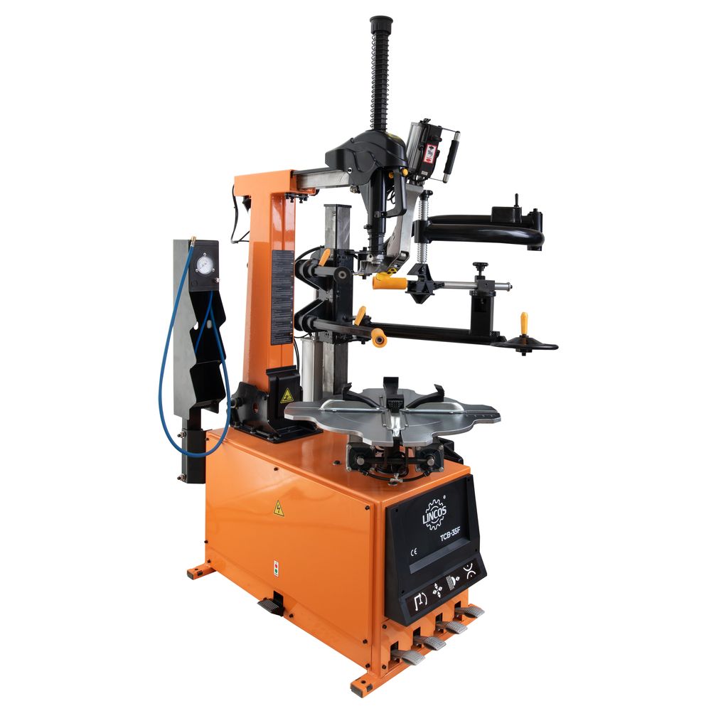 Leverless tyre changer, 26", tiltable and lockable column, help arm, variable speed, 230V Leverless tyre changer, 26", tiltable and lockable column, help arm, variable speed, 230V