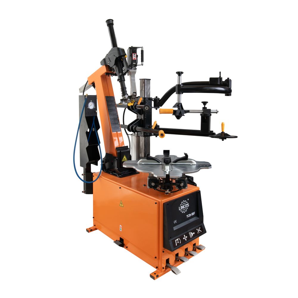 Leverless tyre changer, 26", tiltable and lockable column, help arm, variable speed, 230V Leverless tyre changer, 26", tiltable and lockable column, help arm, variable speed, 230V
