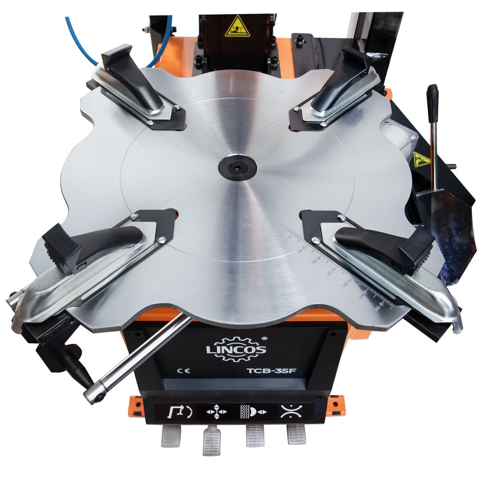 Leverless tyre changer, 26", tiltable and lockable column, help arm, variable speed, 230V Leverless tyre changer, 26", tiltable and lockable column, help arm, variable speed, 230V