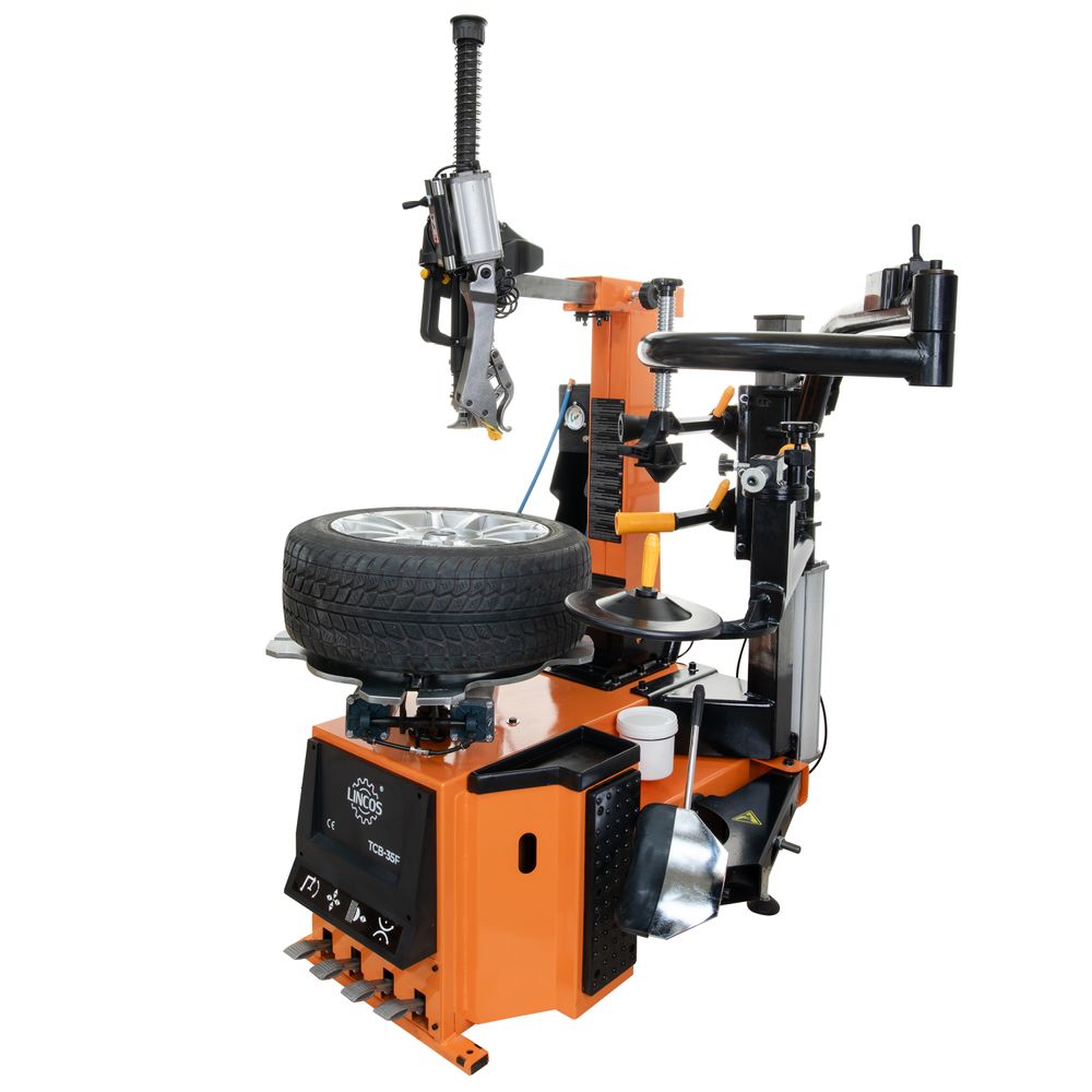 Leverless tyre changer, 26", tiltable and lockable column, help arm, variable speed, 230V Leverless tyre changer, 26", tiltable and lockable column, help arm, variable speed, 230V