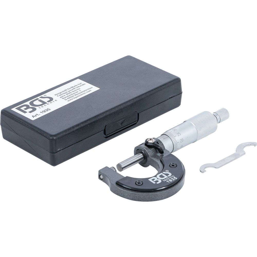Micrometer 0–25mm, graduation 0.01mm Micrometer 0–25mm, graduation 0.01mm