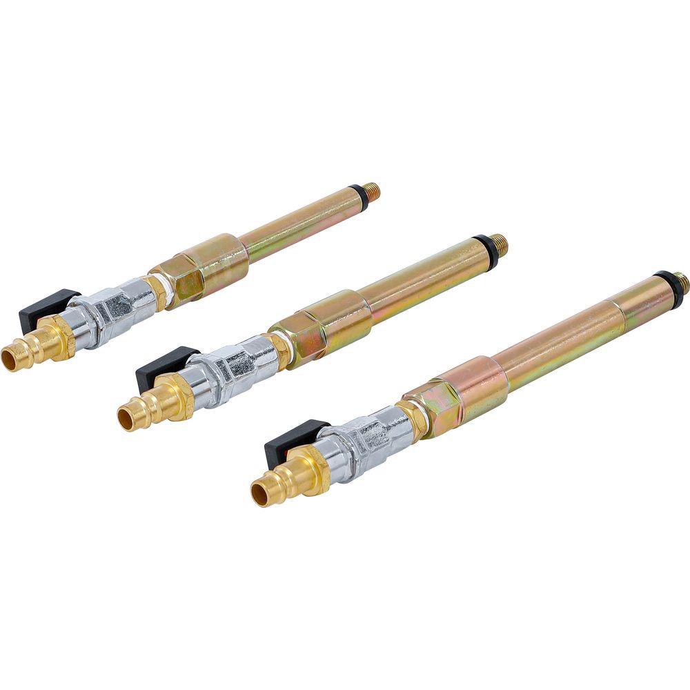 Sűrített levegős adapter készlet izzítógyertya furatokhoz, M8x1.0, M10x1.0, M10x1.25, 3 db. Sűrített levegős adapter készlet izzítógyertya furatokhoz, M8x1.0, M10x1.0, M10x1.25, 3 db.