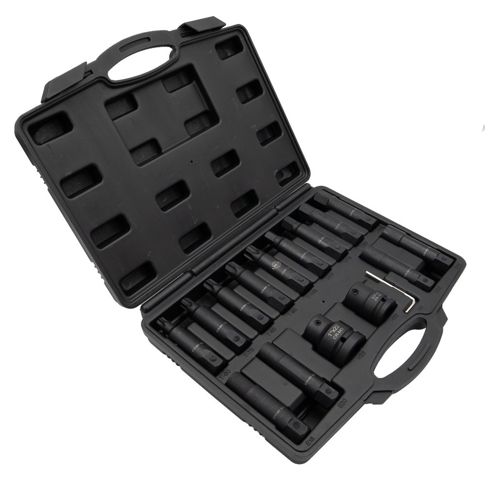 Hex, Torx, E-profil ütvecsavarozó dugókulcs és bit készlet, 16db Hex, Torx, E-profil ütvecsavarozó dugókulcs és bit készlet, 16db