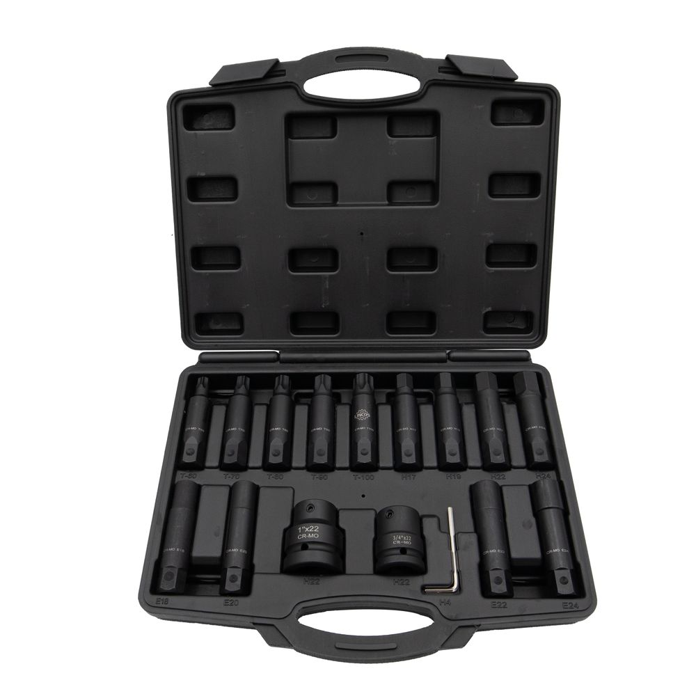 Hex, Torx, E-profil ütvecsavarozó dugókulcs és bit készlet, 16db Hex, Torx, E-profil ütvecsavarozó dugókulcs és bit készlet, 16db