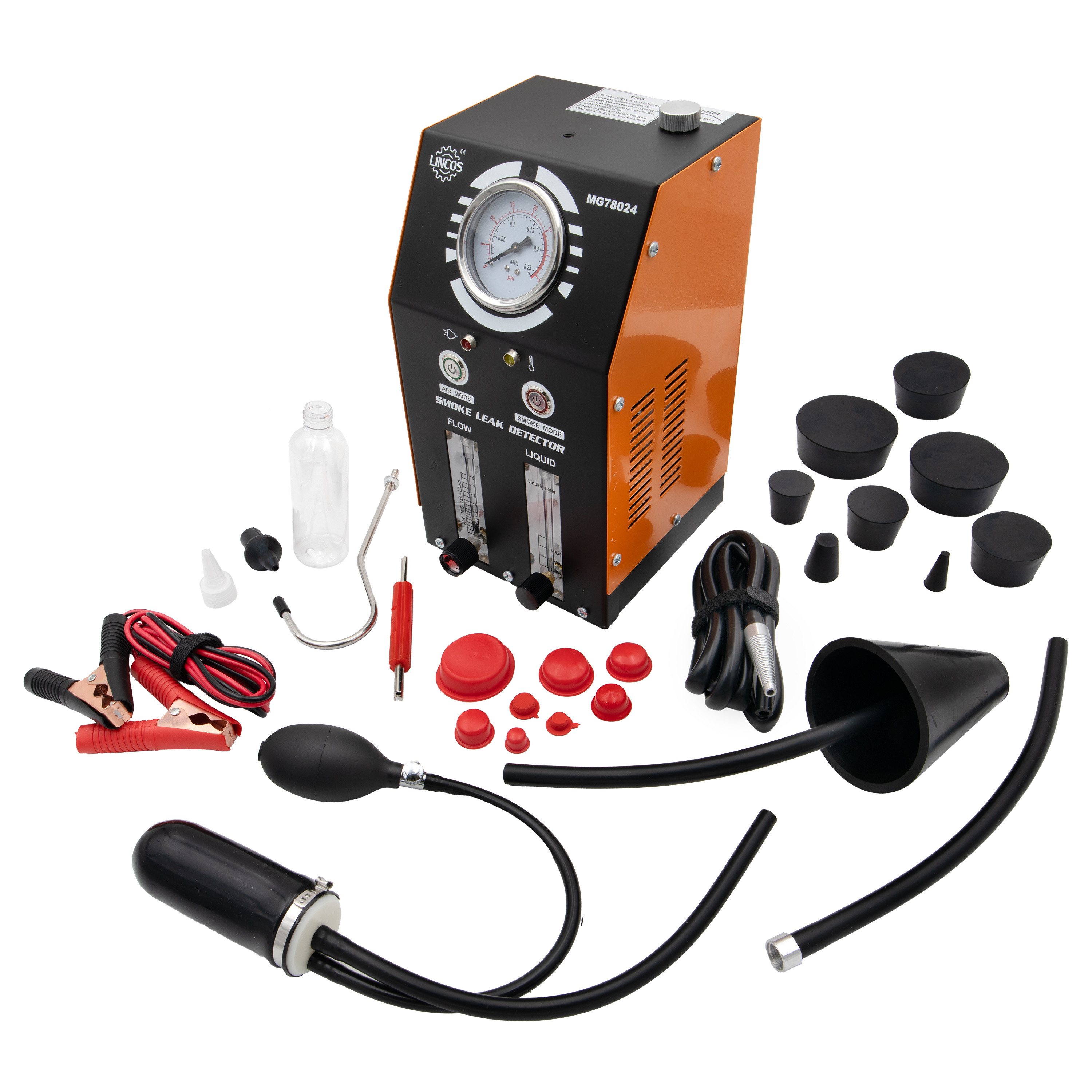 Detektor úniku dymu na diagnostiku automobilov, s manometrom, 12V Detektor úniku dymu na diagnostiku automobilov, s manometrom, 12V