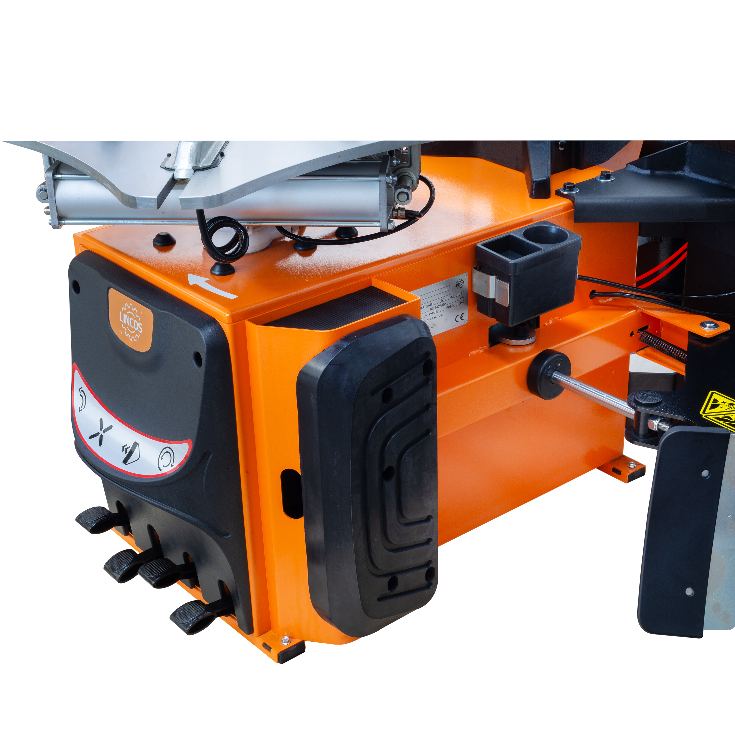 Zouvačka pneumatik automatická 26", 400V, bezpáková, s pomocným ramenem Zouvačka pneumatik automatická 26", 400V, bezpáková, s pomocným ramenem