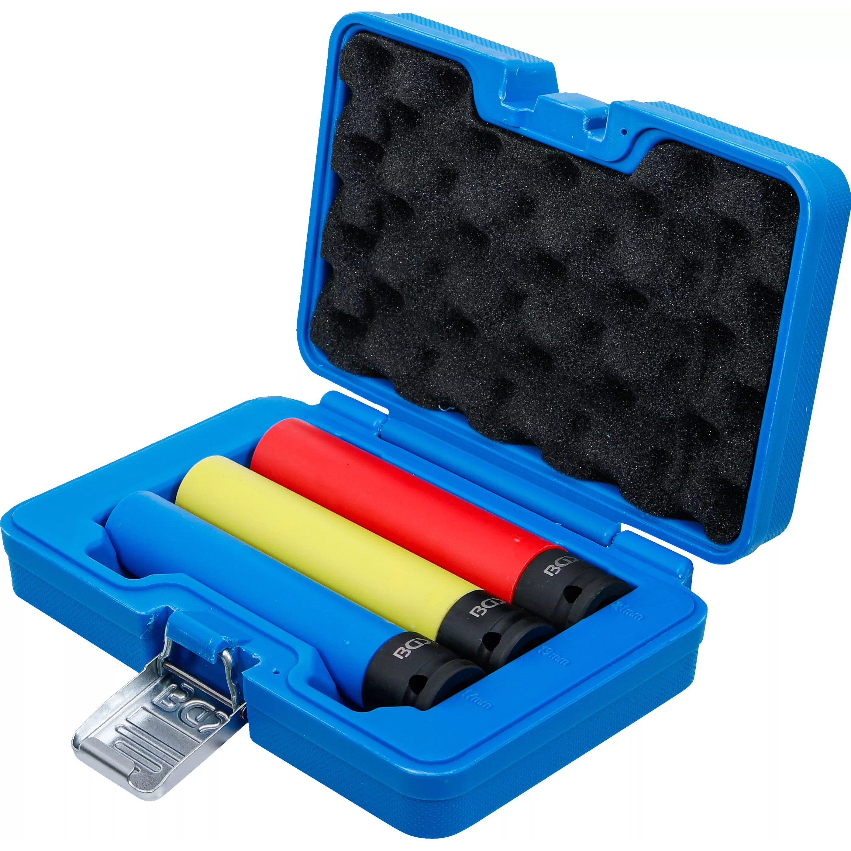 Schlag-Stecknuss-Satz mit Felgenschutz, extra lang, 3-tlg. (17/19/21mm), 1/2" Antrieb Schlag-Stecknuss-Satz mit Felgenschutz, extra lang, 3-tlg. (17/19/21mm), 1/2" Antrieb